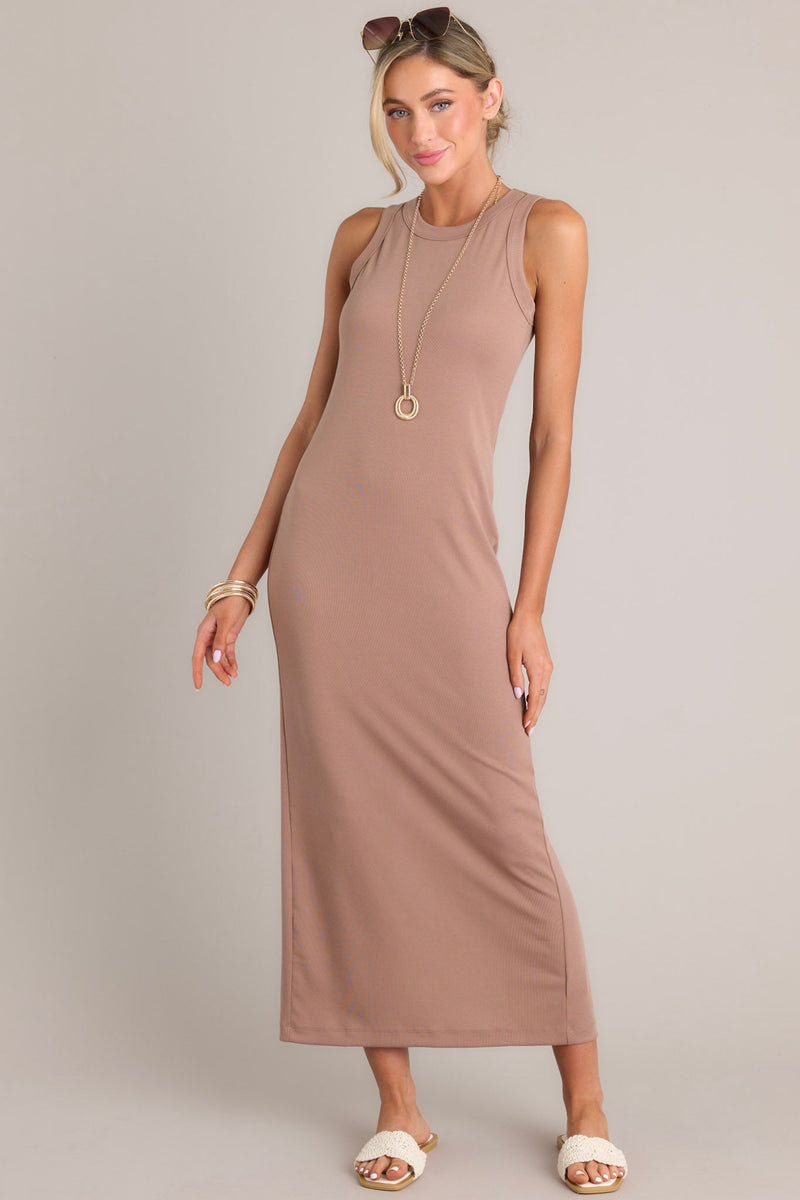 Tranquil Waters Mocha Maxi Dress