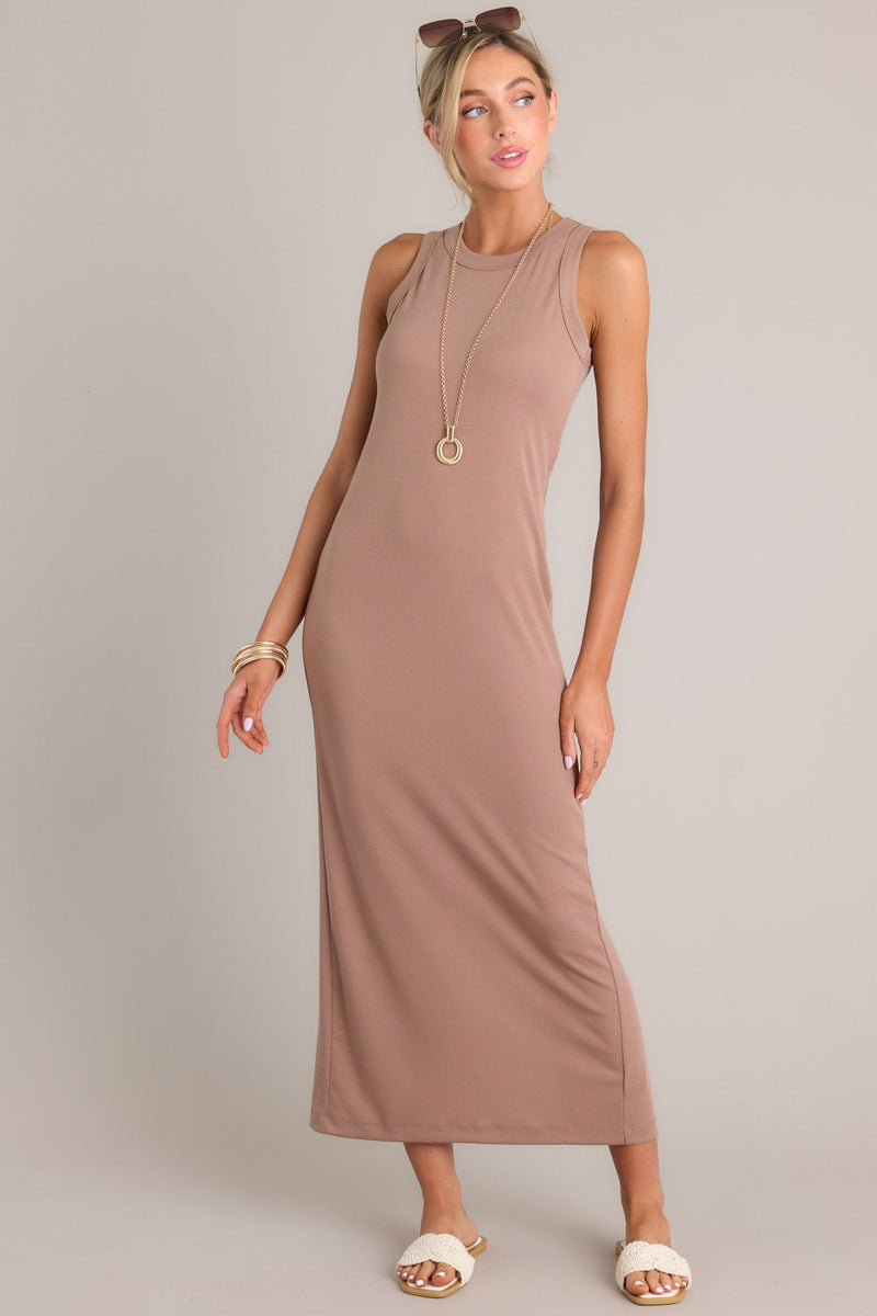 Tranquil Waters Mocha Maxi Dress