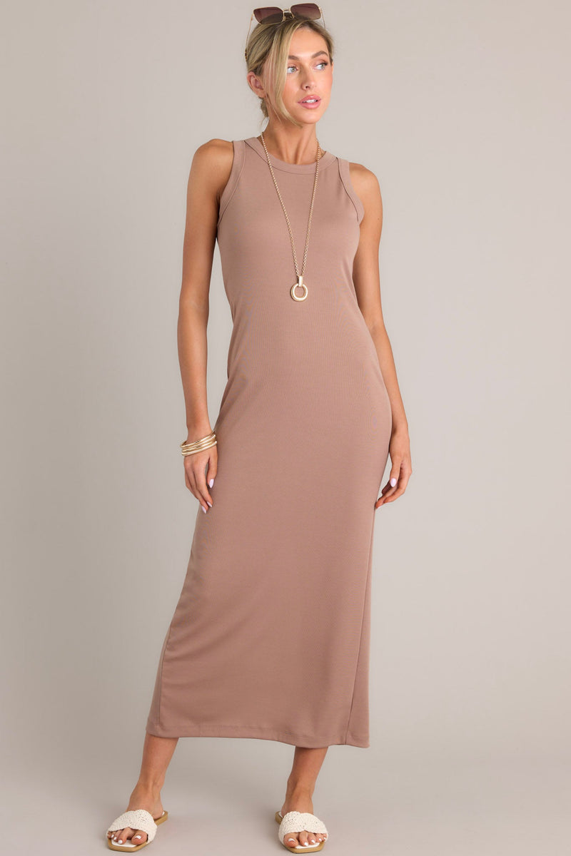 Tranquil Waters Mocha Maxi Dress