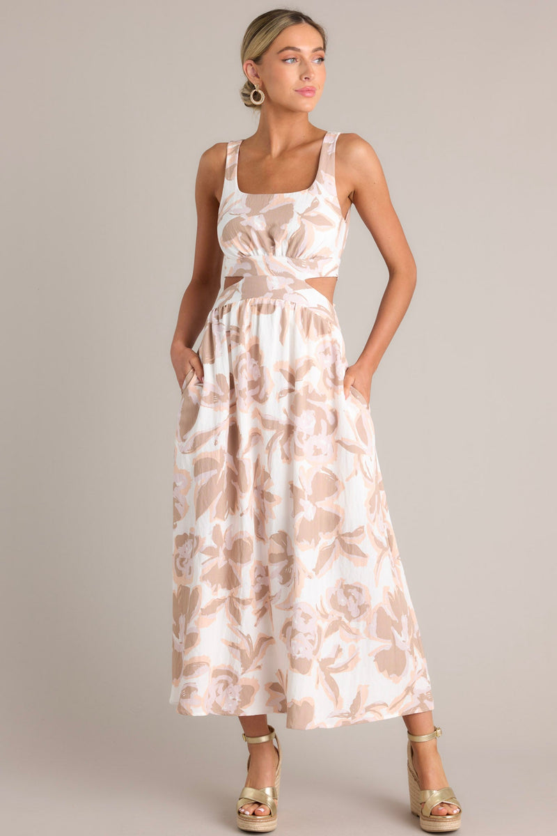 Radiant Day White Floral Cutout Maxi Dress