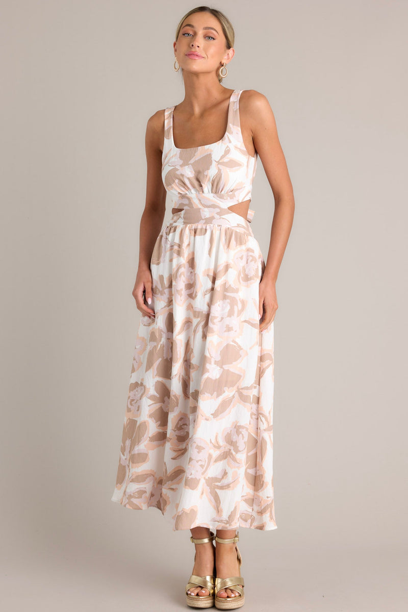 Radiant Day White Floral Cutout Maxi Dress