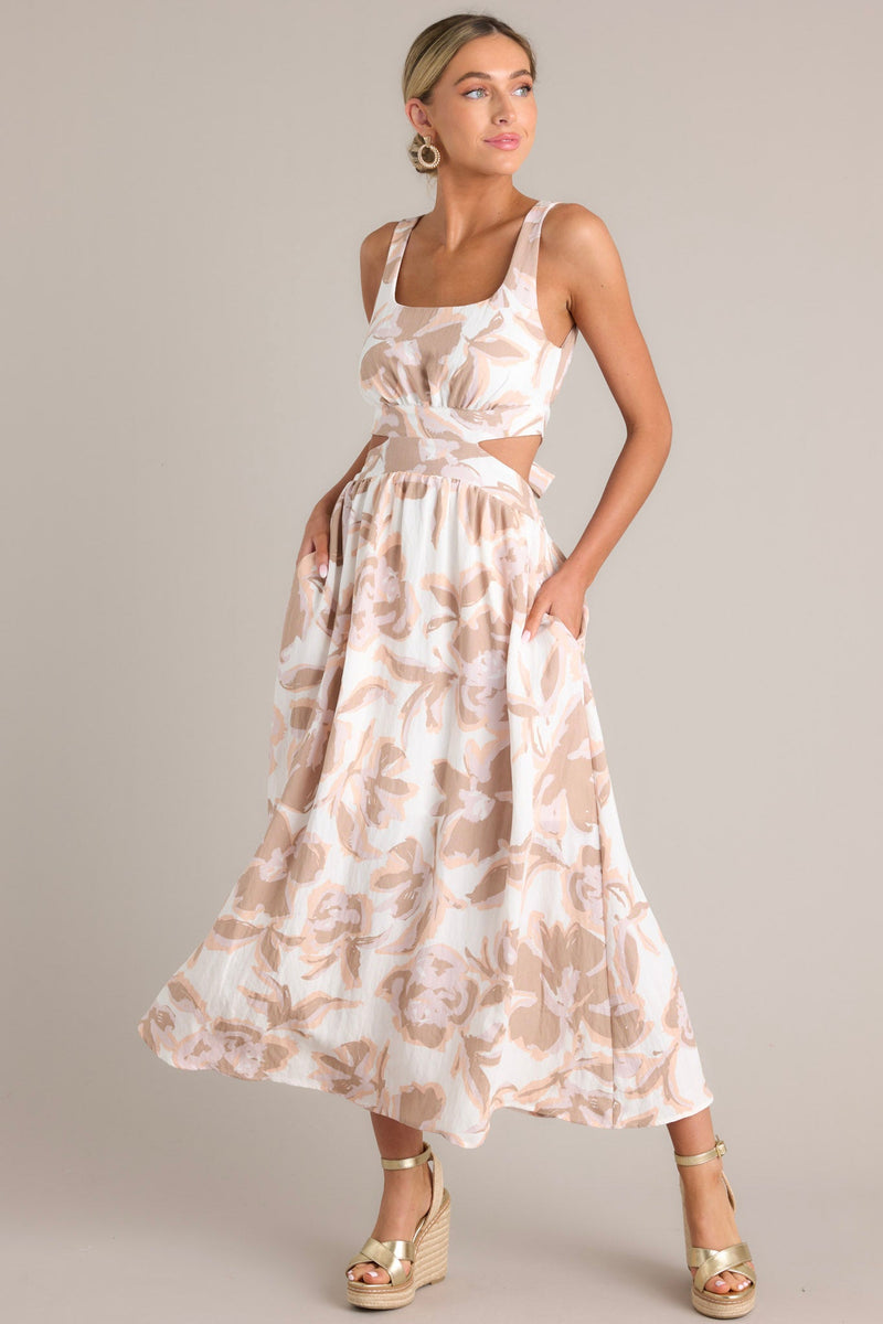 Radiant Day White Floral Cutout Maxi Dress