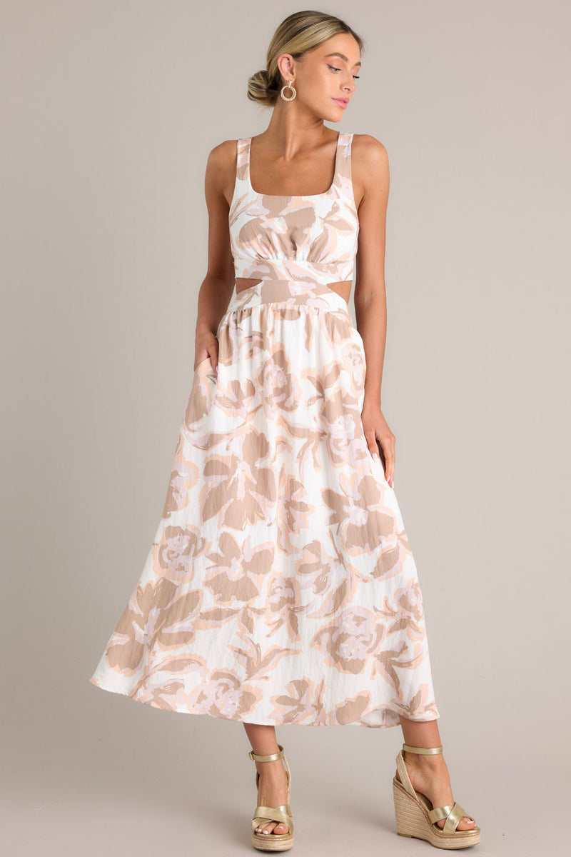 Radiant Day White Floral Cutout Maxi Dress