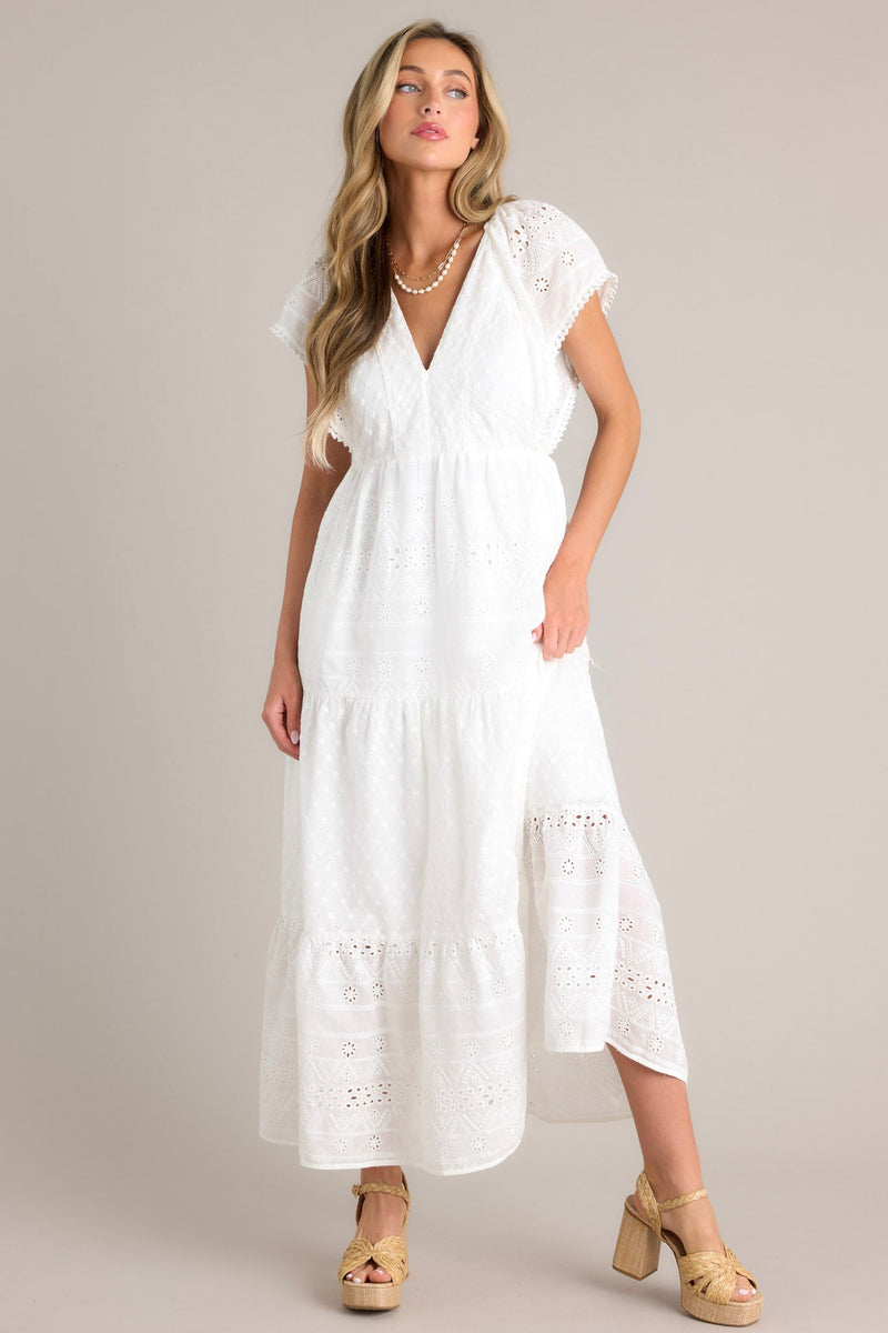 Whispering Winds White Eyelet Maxi Dress