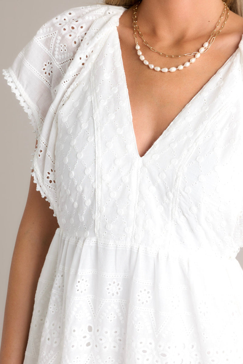 Whispering Winds White Eyelet Maxi Dress