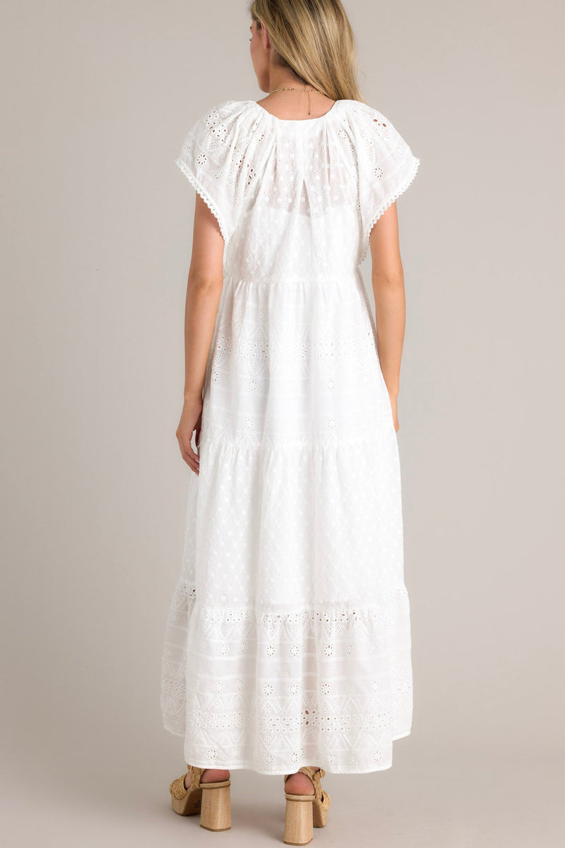 Whispering Winds White Eyelet Maxi Dress