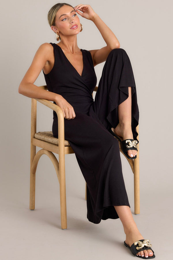 Nightfall Elegance Black Sleeveless Jumpsuit