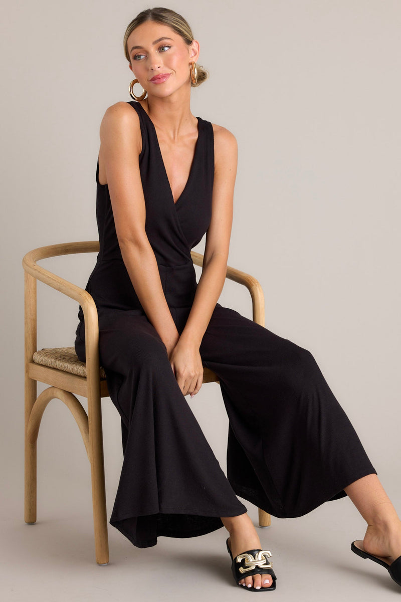 Nightfall Elegance Black Sleeveless Jumpsuit