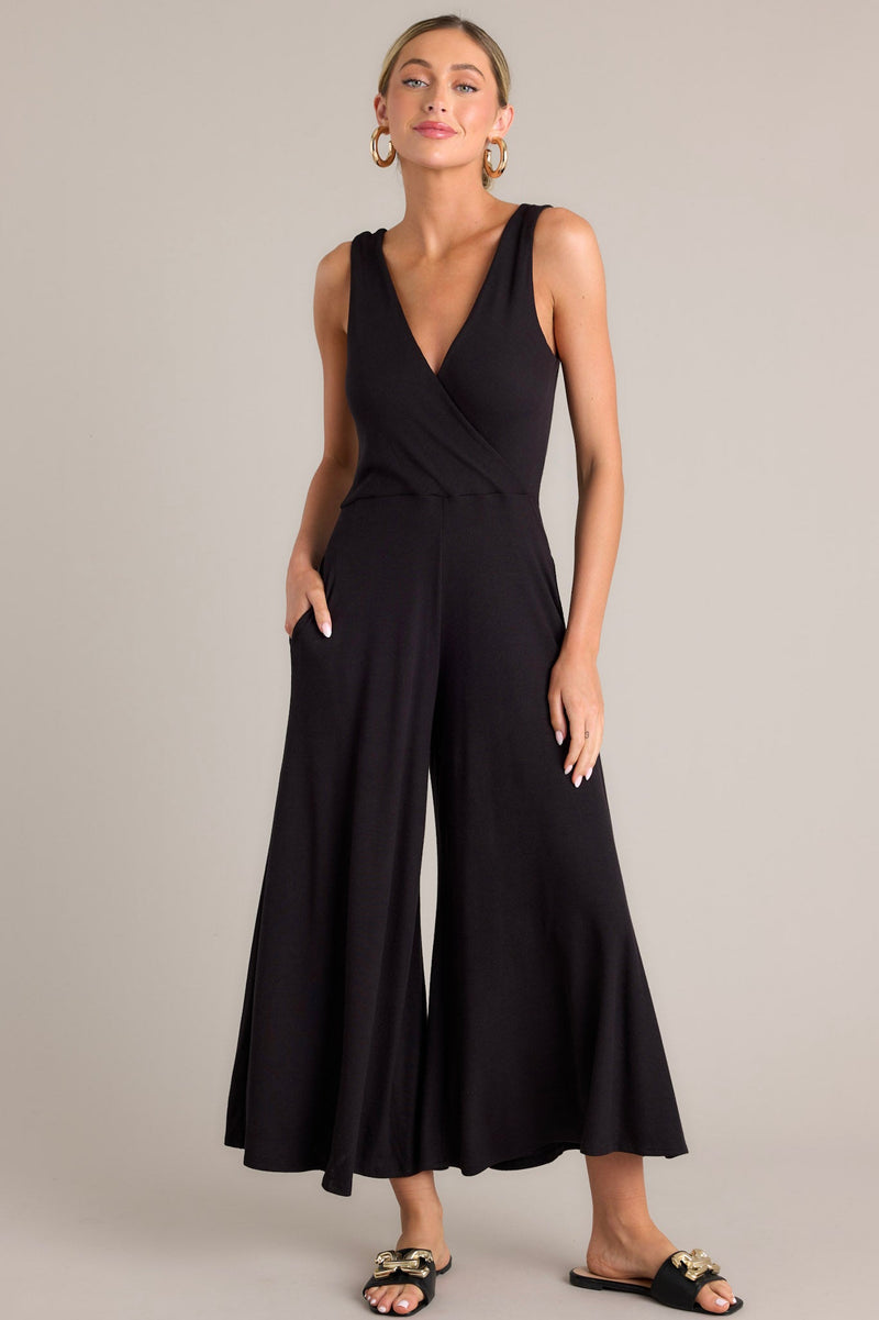 Nightfall Elegance Black Sleeveless Jumpsuit