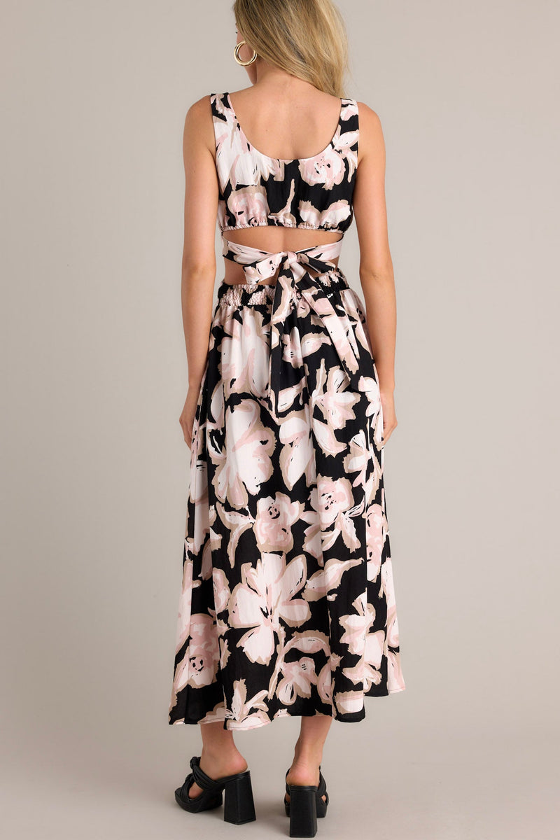 Radiant Day Black Floral Cutout Maxi Dress