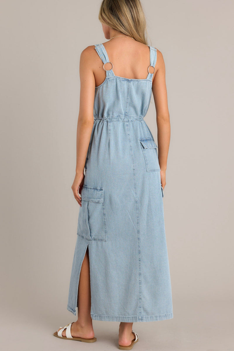 Whispering Waters Light Chambray 100% Cotton Maxi Dress