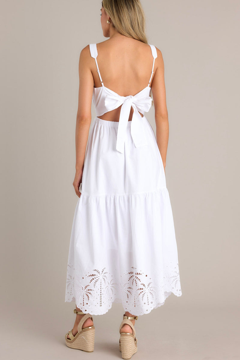 Garden Breeze Cotton White Eyelet Midi Dress