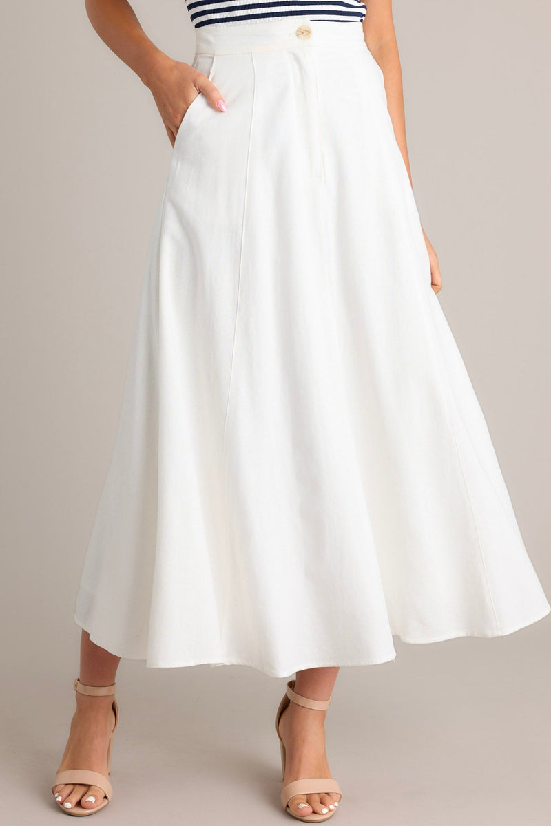 Luna Glow Ivory Linen Blend Maxi Skirt