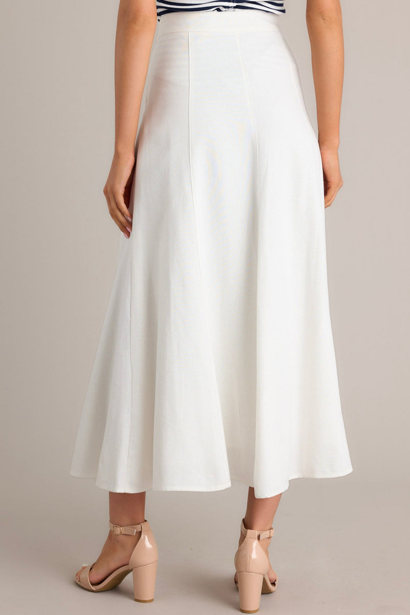 Luna Glow Ivory Linen Blend Maxi Skirt