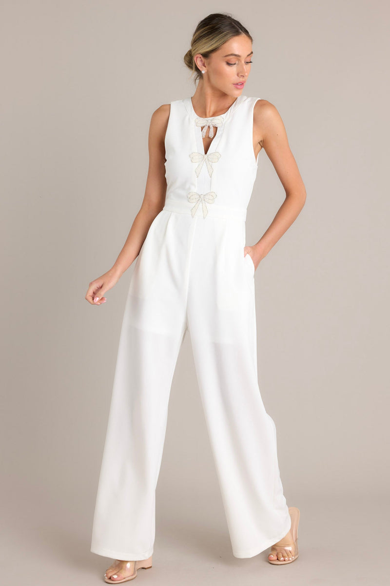 Luminous Bliss White Sleeveless Jumpsuit