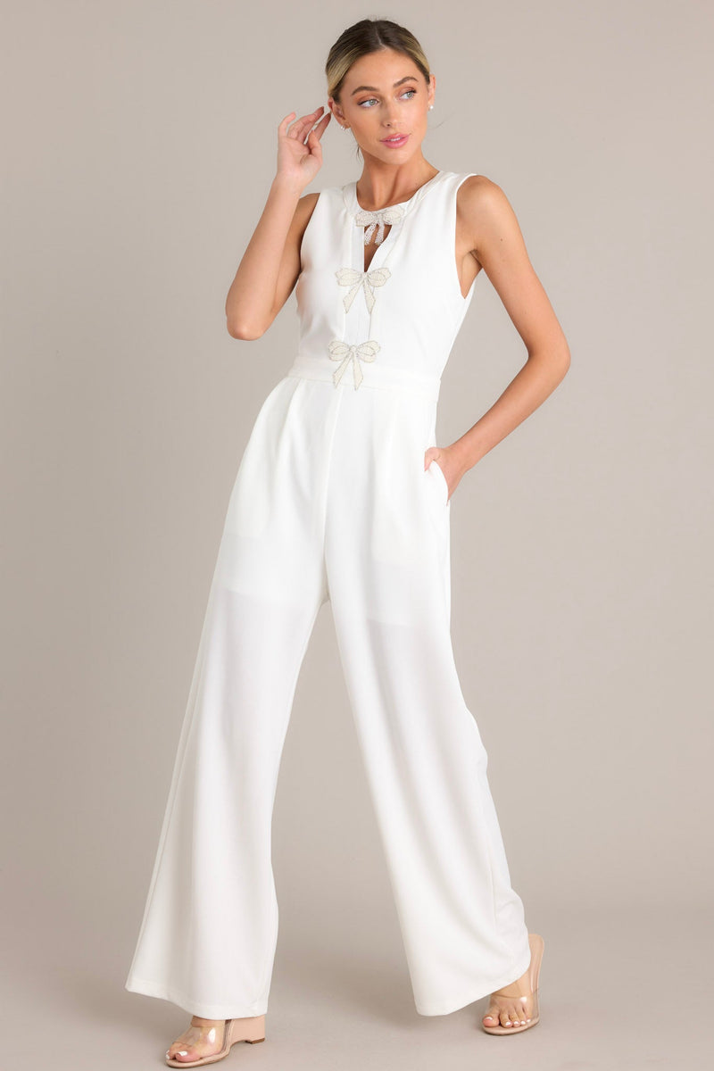 Luminous Bliss White Sleeveless Jumpsuit