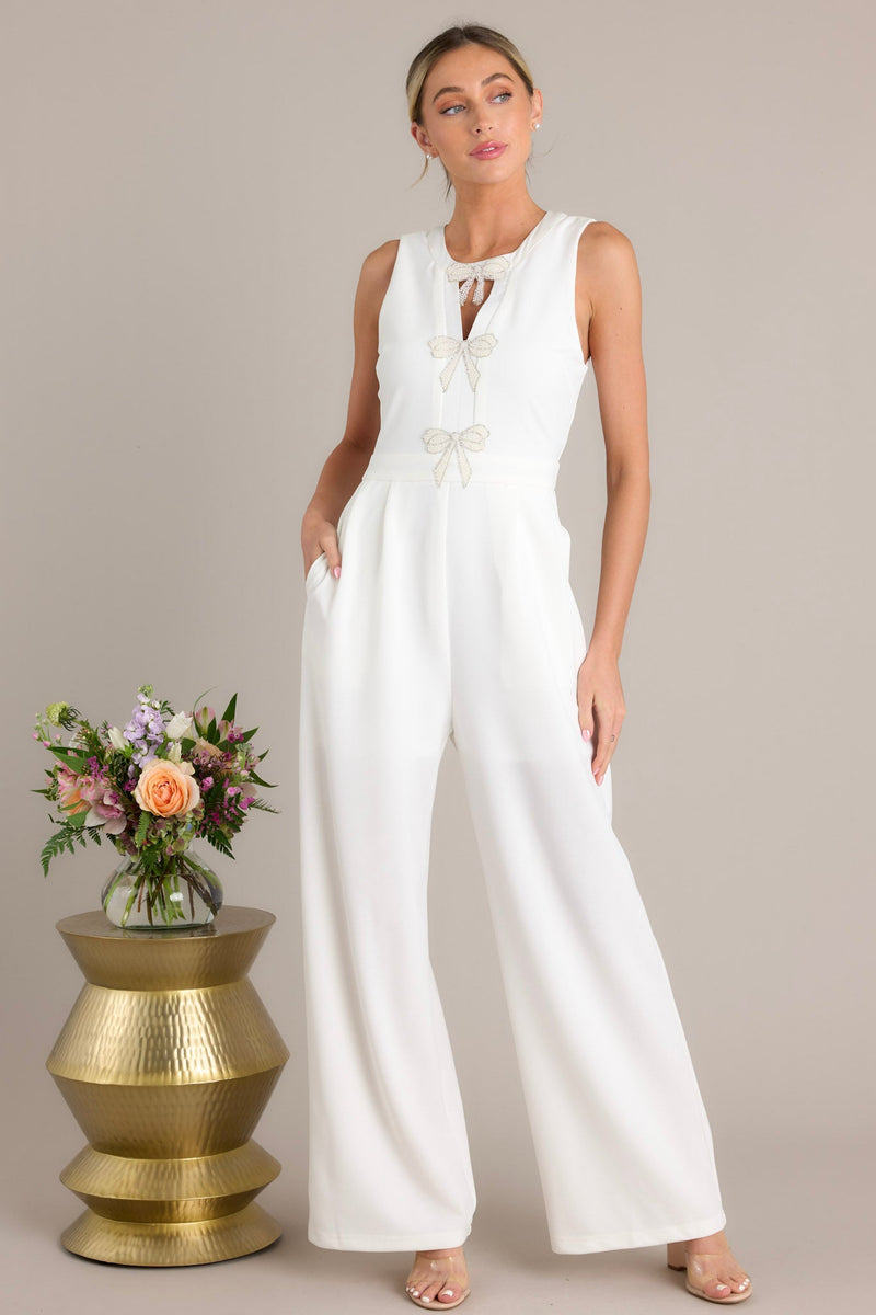 Luminous Bliss White Sleeveless Jumpsuit