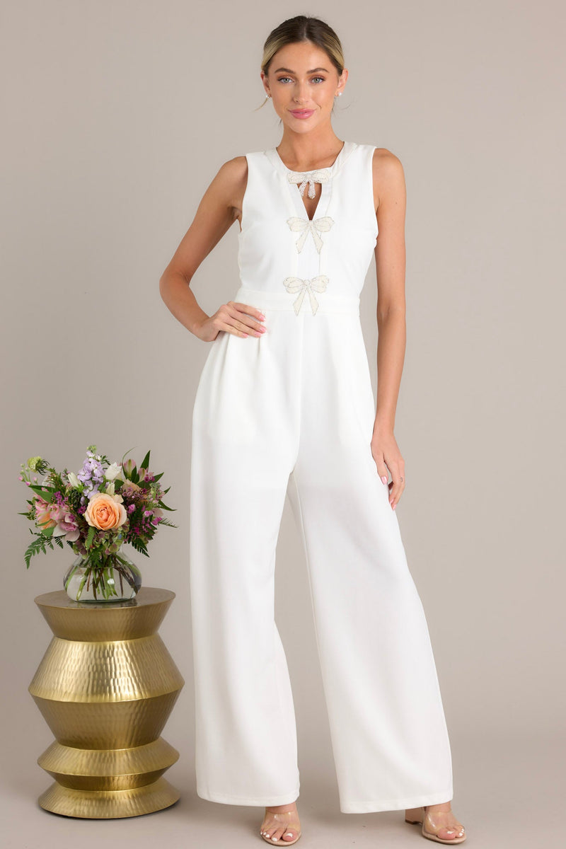 Luminous Bliss White Sleeveless Jumpsuit