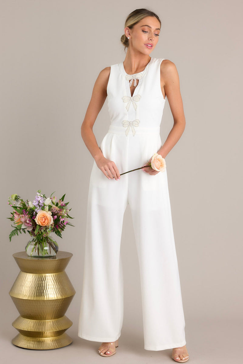 Luminous Bliss White Sleeveless Jumpsuit