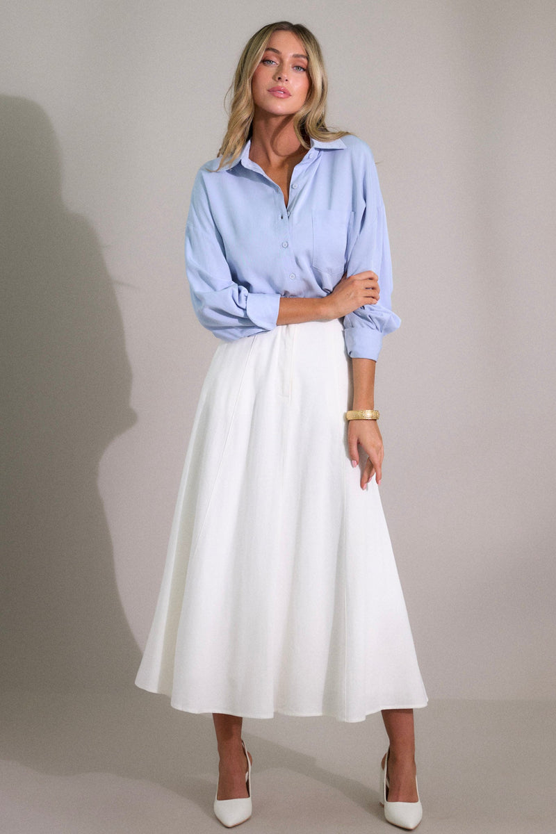 Luna Glow Ivory Linen Blend Maxi Skirt