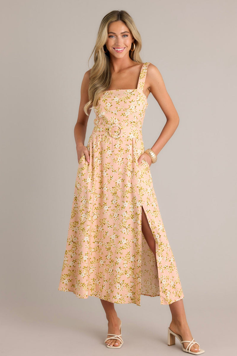 Blooming Grace Orange Peach Floral Maxi Dress