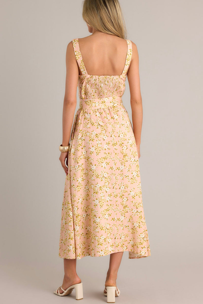 Blooming Grace Orange Peach Floral Maxi Dress