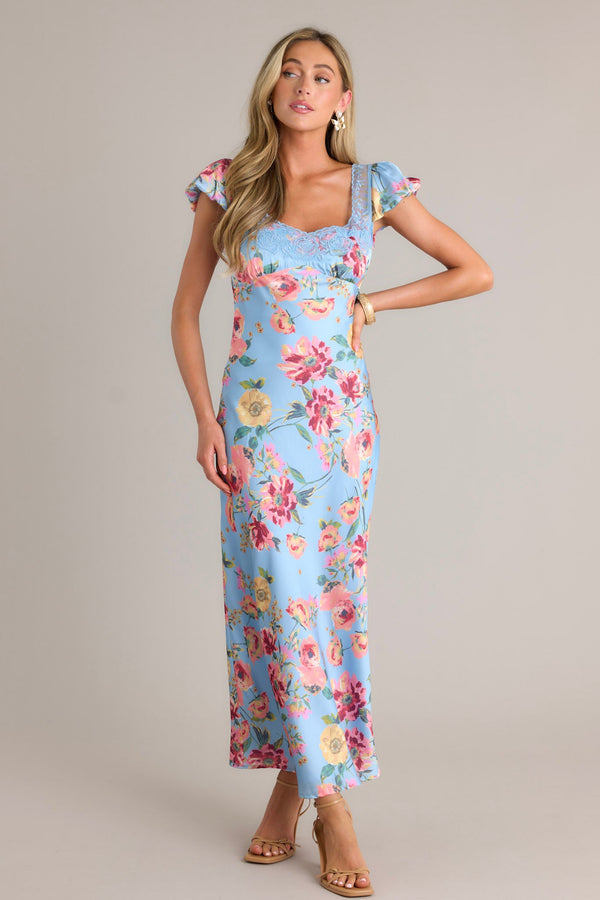 No One Better Sky Blue Floral Maxi Dress