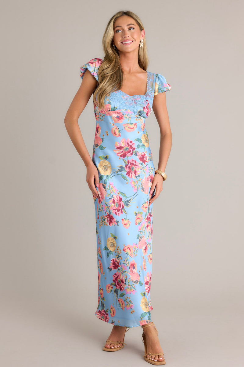 No One Better Sky Blue Floral Maxi Dress