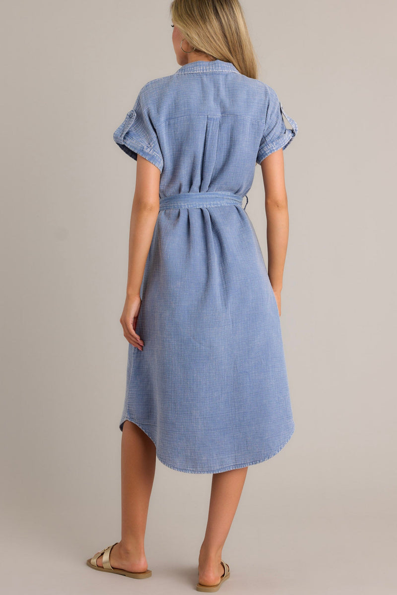 Sea Spray 100% Cotton Blue Washed Maxi Dress