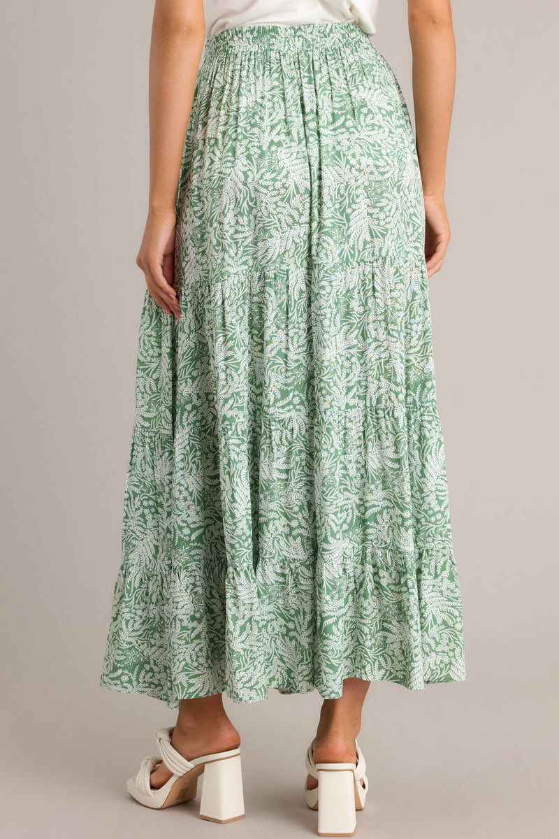 Blissful Moments Light Green Floral Maxi Skirt