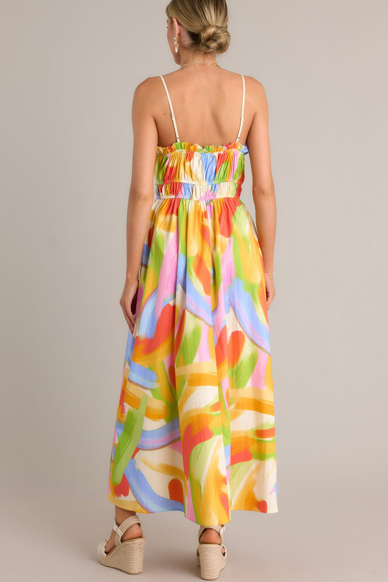 Call Me Yours 100% Cotton Yellow Multi Print Maxi Dress