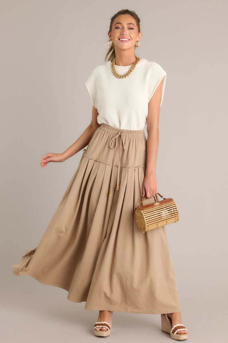 Harmony Flow 100% Cotton Tan Maxi Skirt