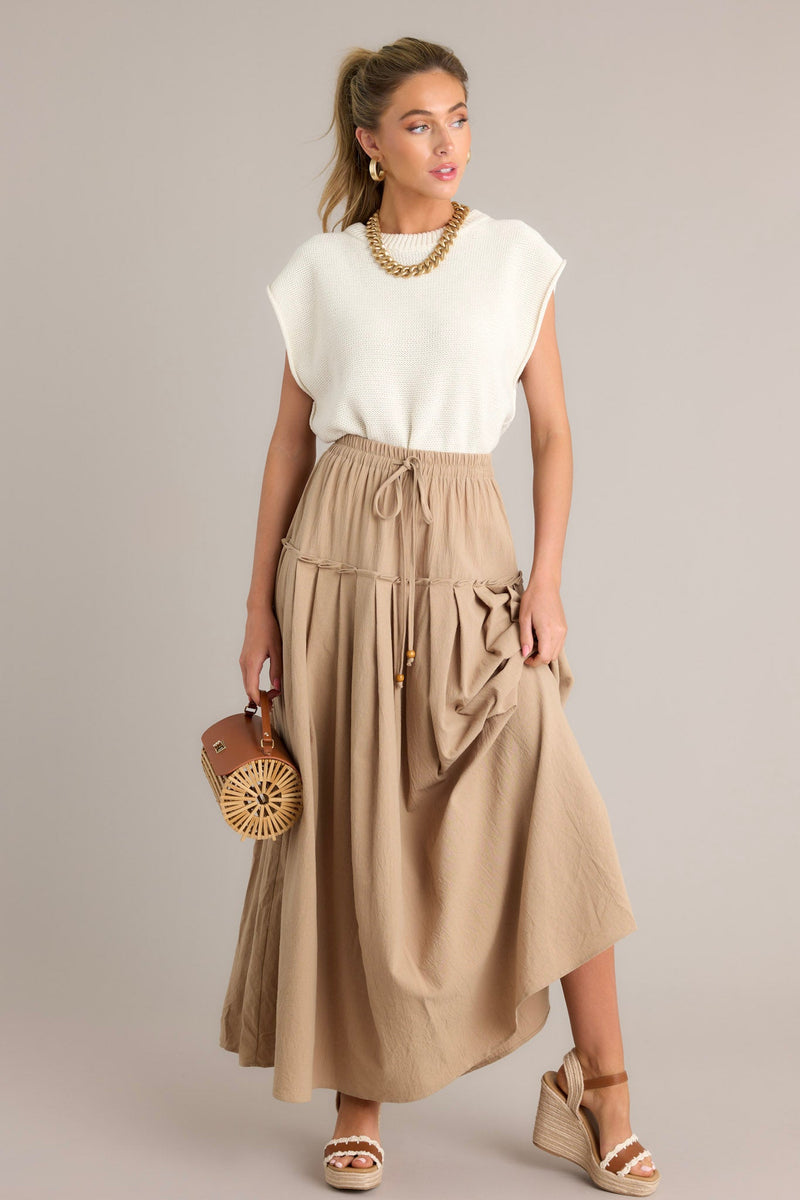 Harmony Flow 100% Cotton Tan Maxi Skirt