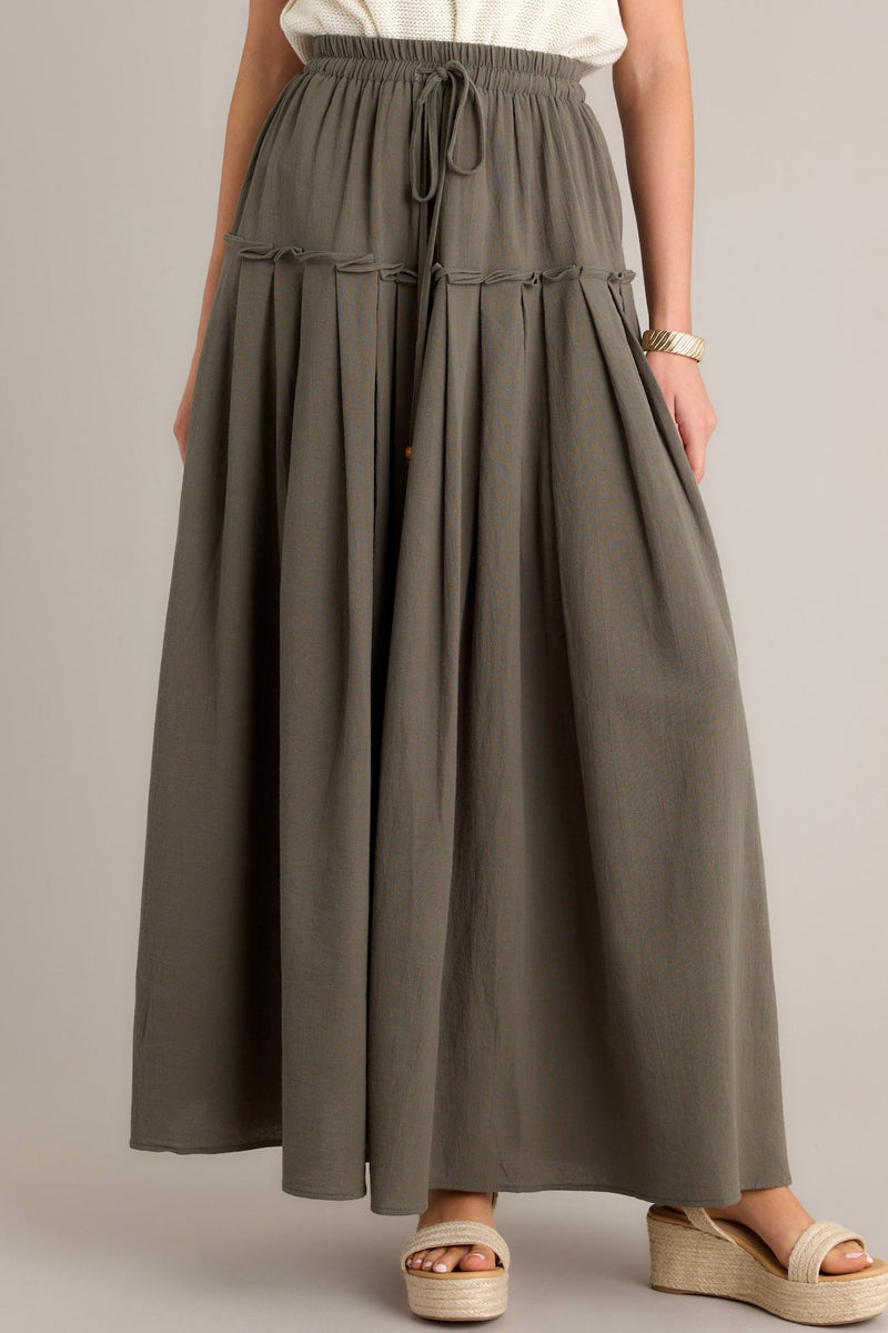 Harmony Flow 100% Cotton Olive Green Maxi Skirt