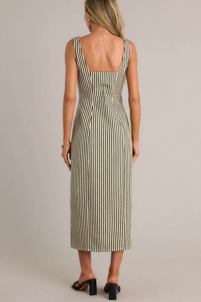 Timeless Beauty Black Stripe Zip Front Denim Maxi Dress (RESTOCK AUGUST)