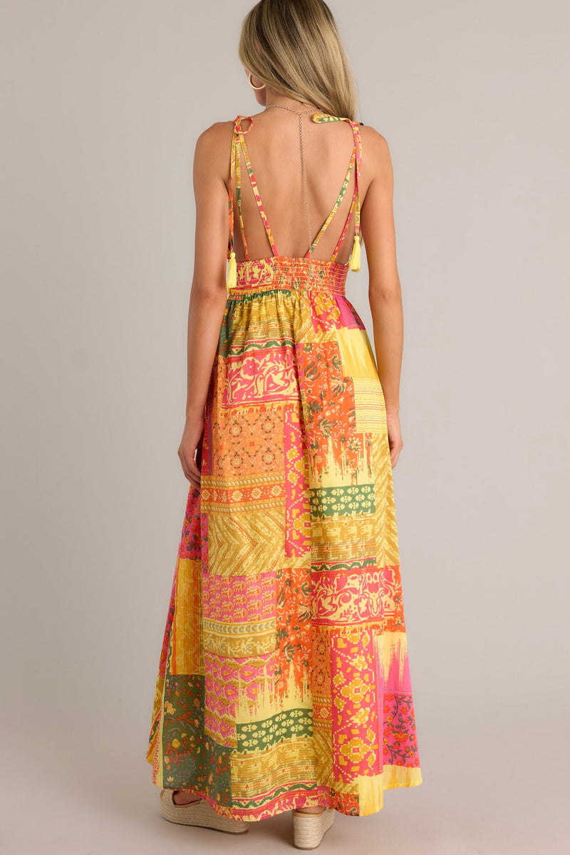 Patchwork Paradise 100% Cotton Orange Multi Maxi Dress