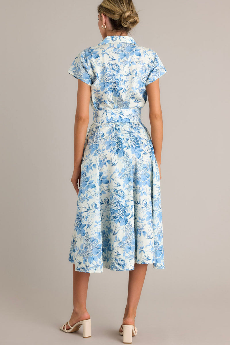 Even The Score Blue & White Midi Dress