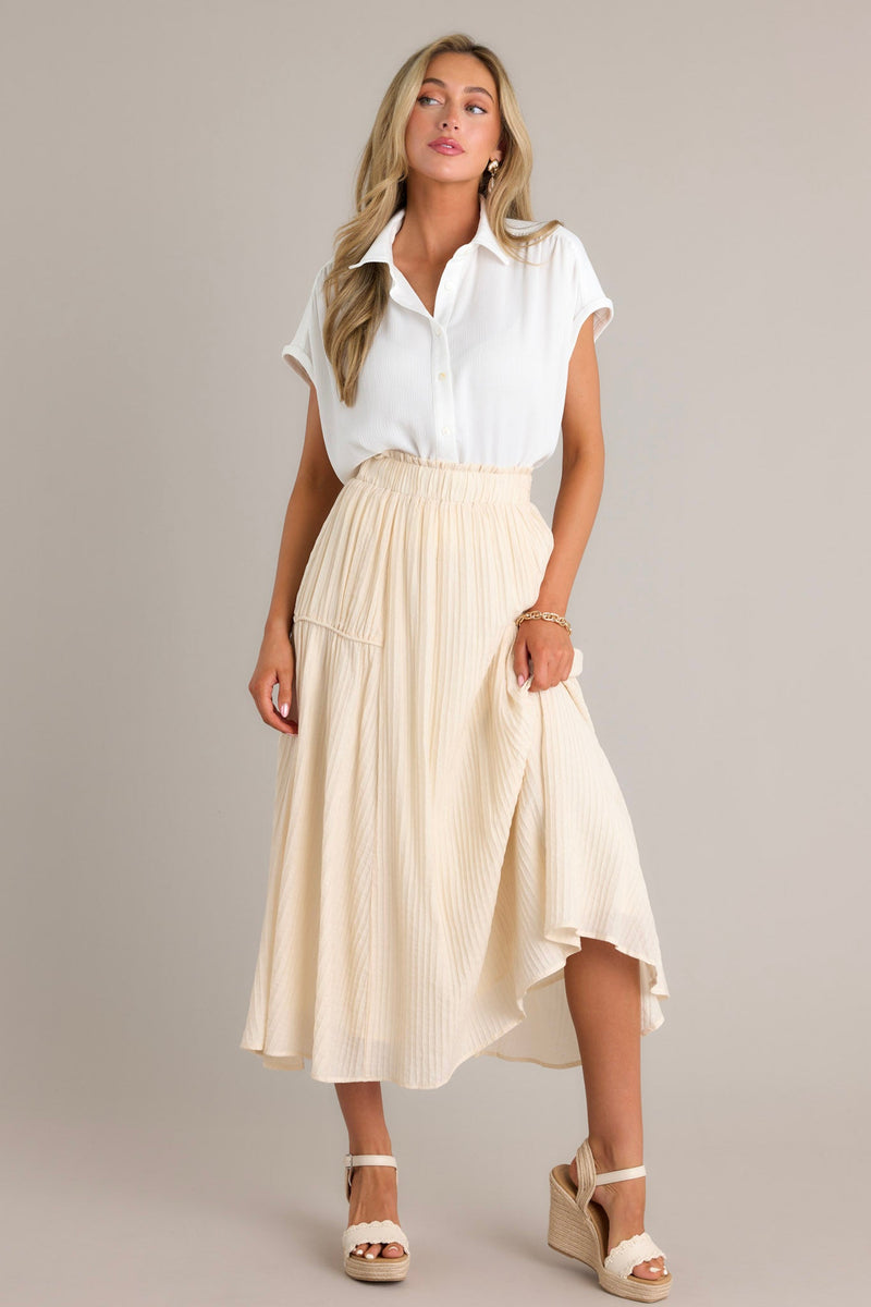 Infinite Allure Beige Maxi Skirt