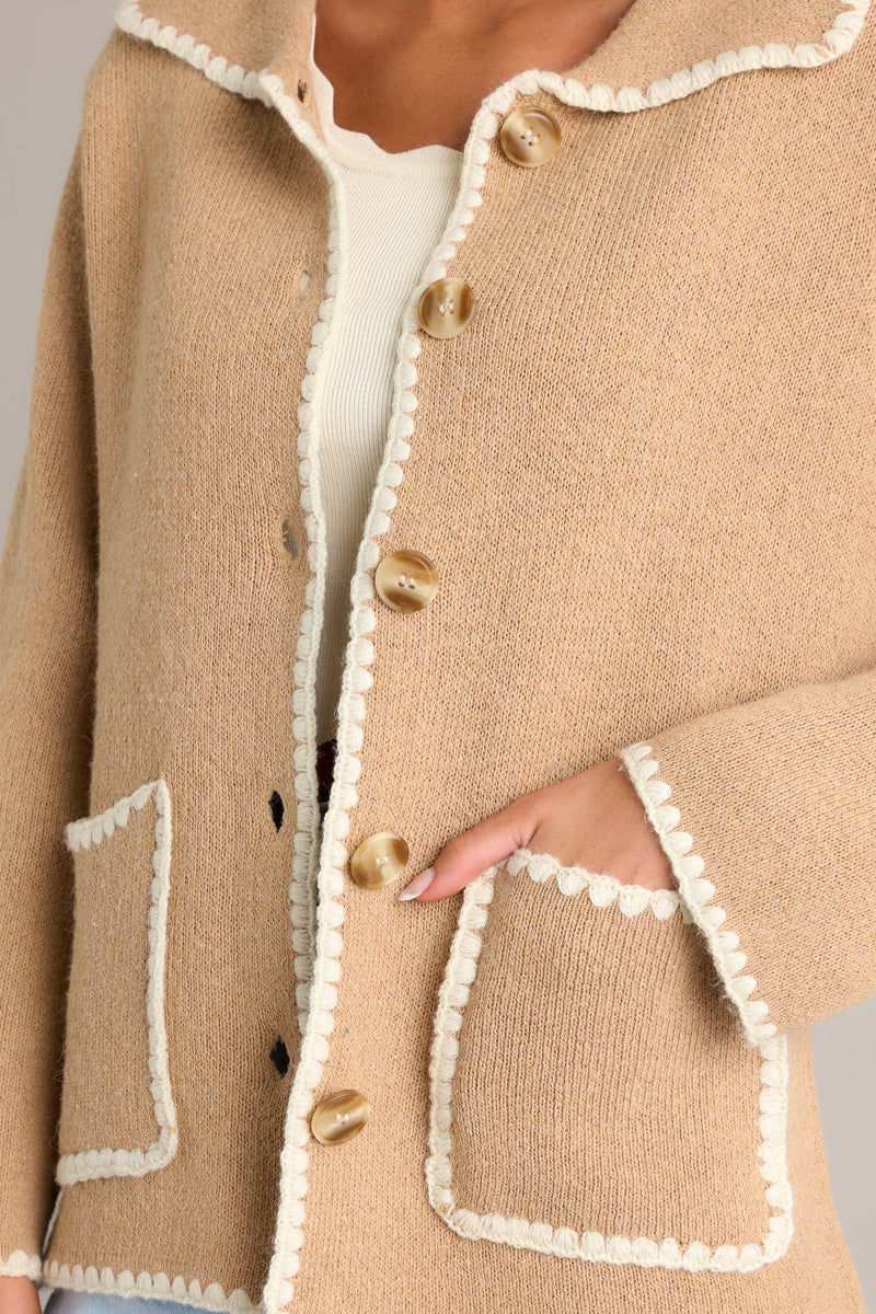 Gilded Sunset Tan Button Front Jacket