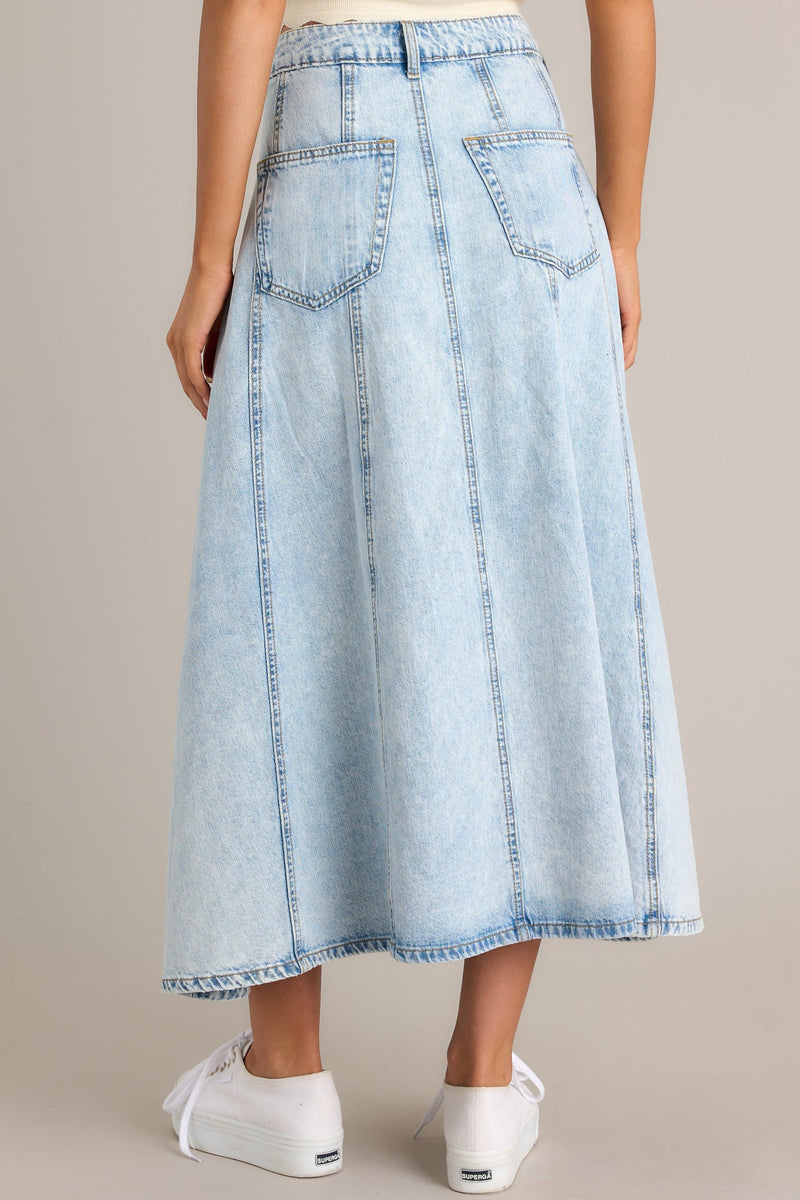 Rustic Dream 100% Cotton Light Wash Denim Maxi Skirt