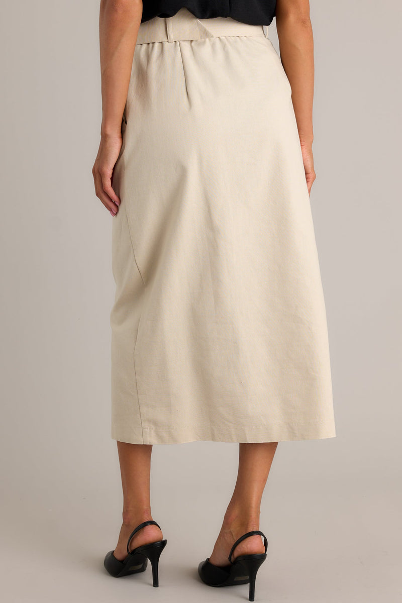 Effortless Edge Light Beige Maxi Skirt