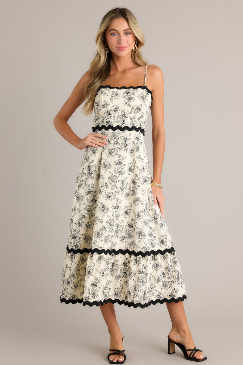 Ivy Illusions 100% Cotton Ivory Floral Print Maxi Dress