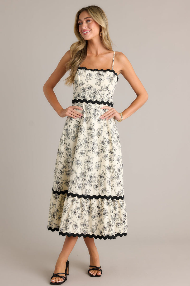 Ivy Illusions 100% Cotton Ivory Floral Print Maxi Dress