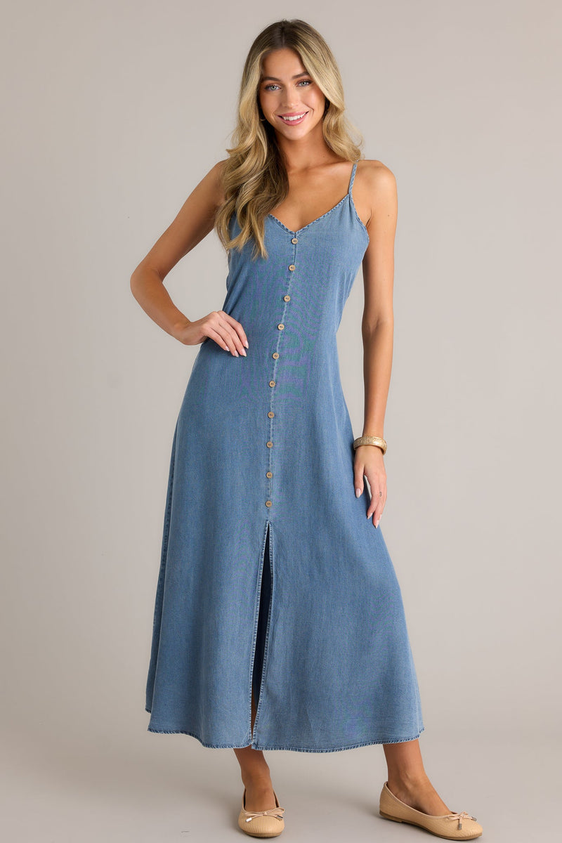 Secret Crush Light Chambray Maxi Dress