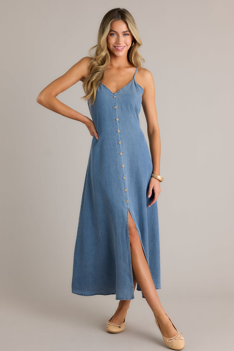 Secret Crush Light Chambray Maxi Dress