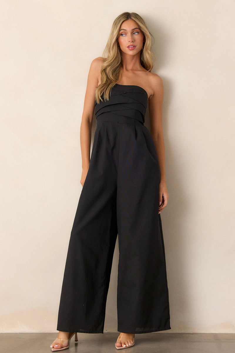 Running Out Of Time Black Strapless Jumpsuit