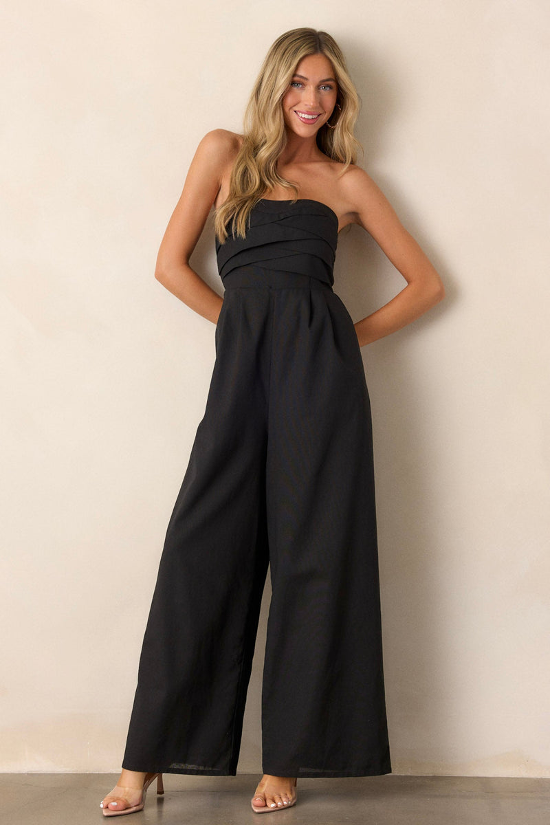 Running Out Of Time Black Strapless Jumpsuit