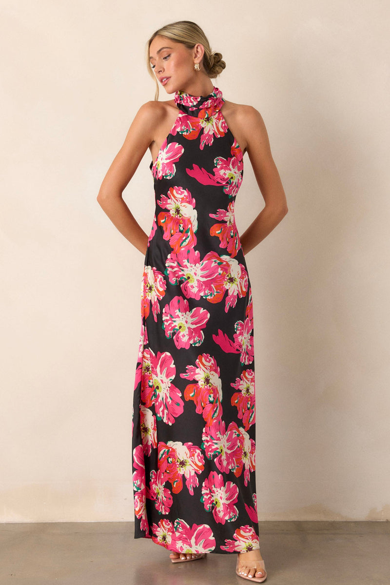 Vibrant Daze Black Floral Maxi Dress