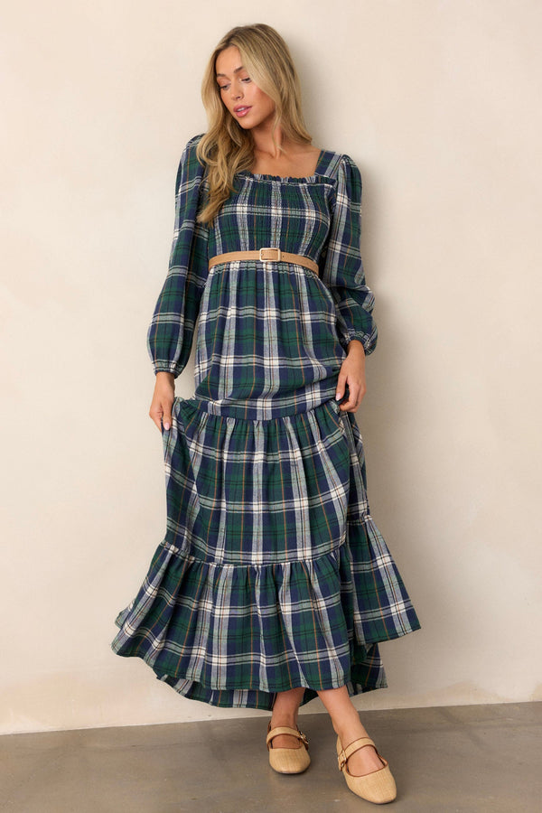 Sweet Sentiments Forest Green Plaid Maxi Dress