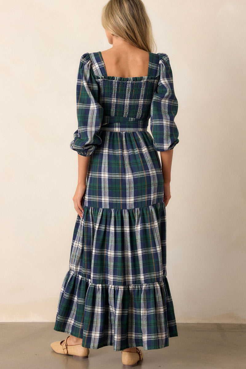 Sweet Sentiments Forest Green Plaid Maxi Dress